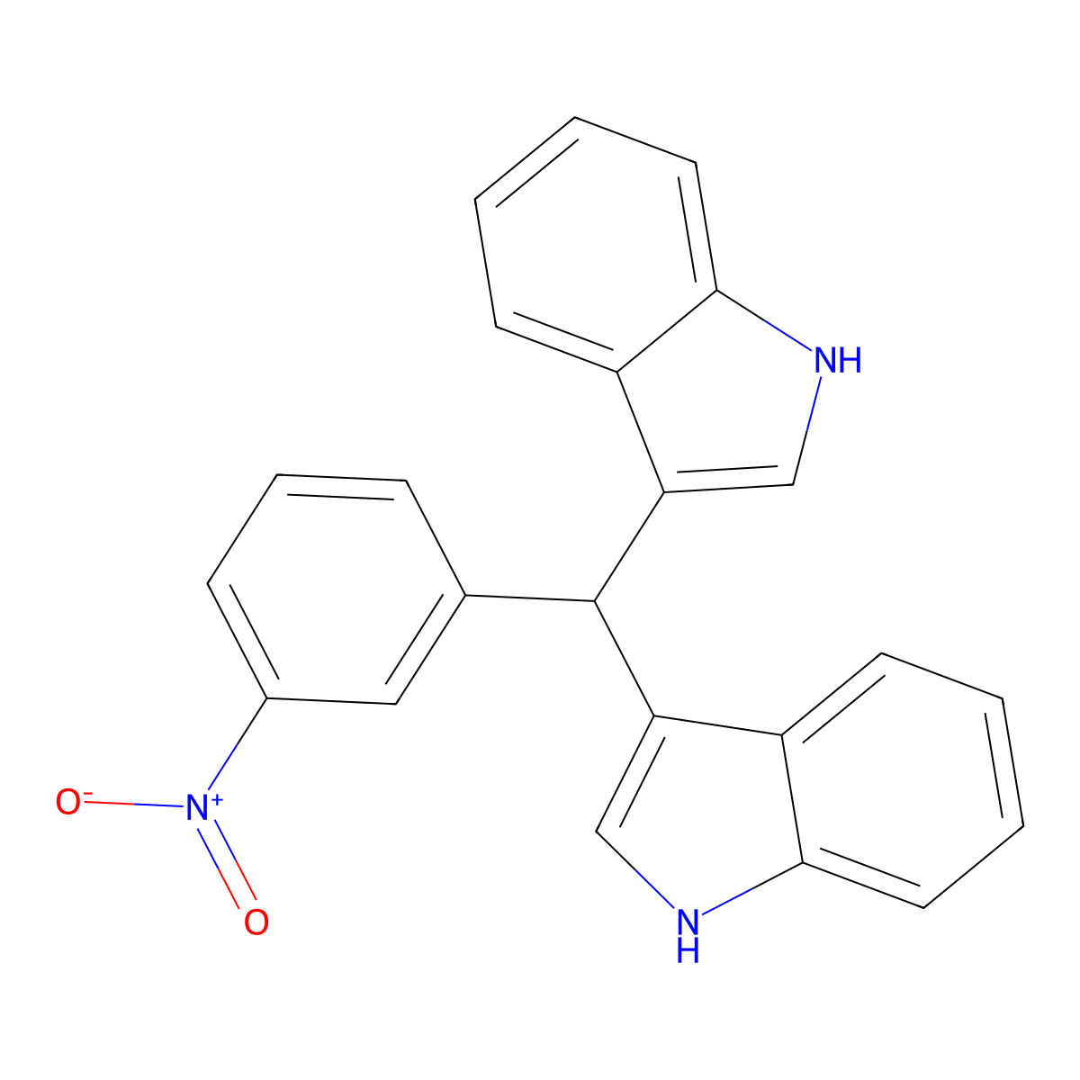3-[1H-indol-3-yl-(3-nitrophenyl)methyl]-1H-indole molecular structure, CAS 33948-93-5