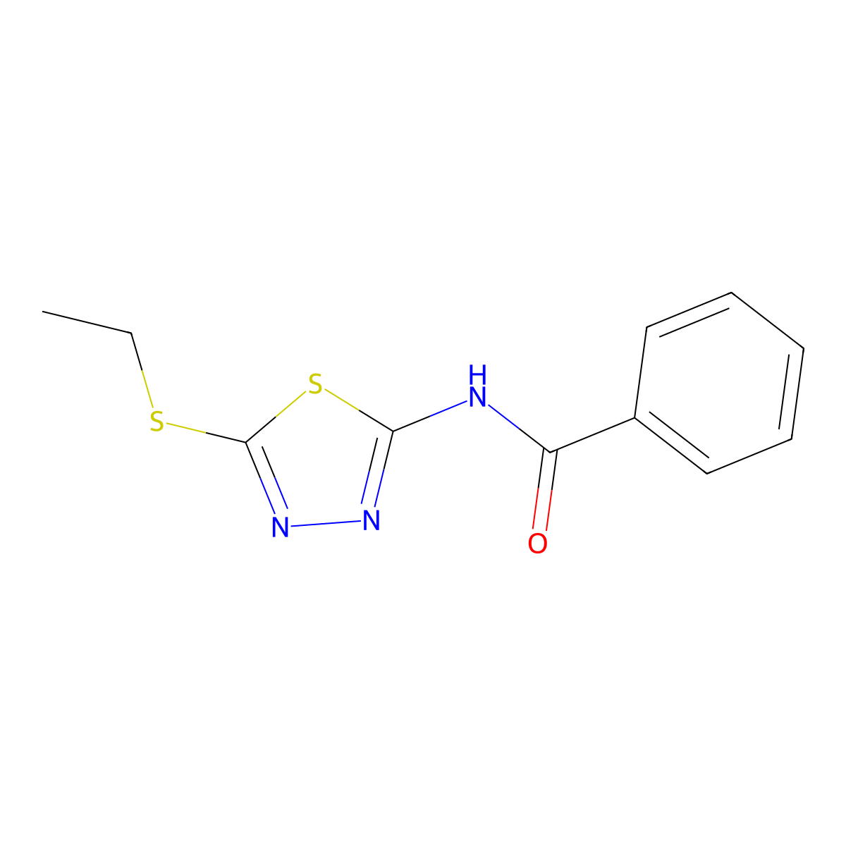 N-[5-(ethylsulfanyl)-1,3,4-thiadiazol-2-yl]benzamide molecular structure, CAS 33949-88-1