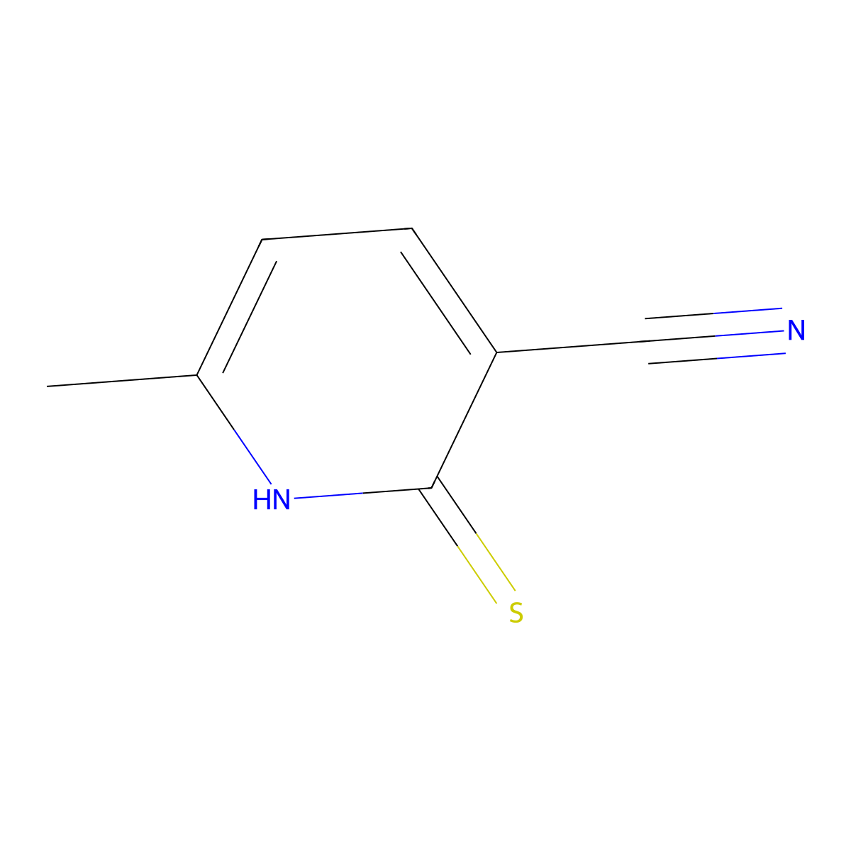 2-Mercapto-3-cyano-6-methyl pyridine molecular structure, CAS 3395-04-8