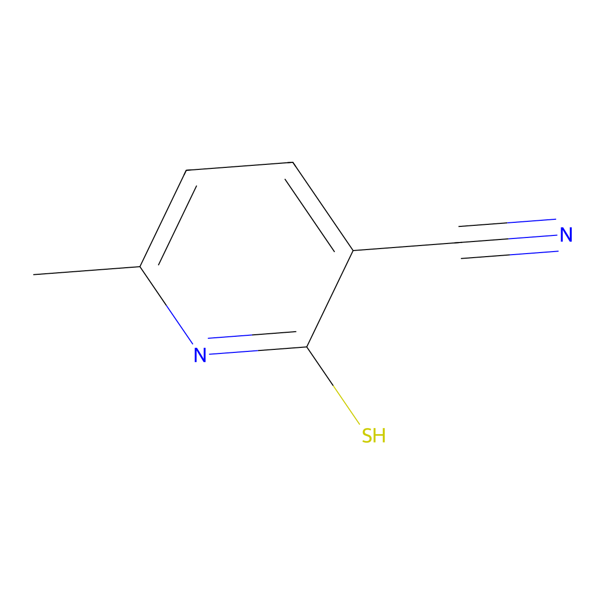 2-Mercapto-3-cyano-6-methyl pyridine molecular structure, CAS 3395-04-8