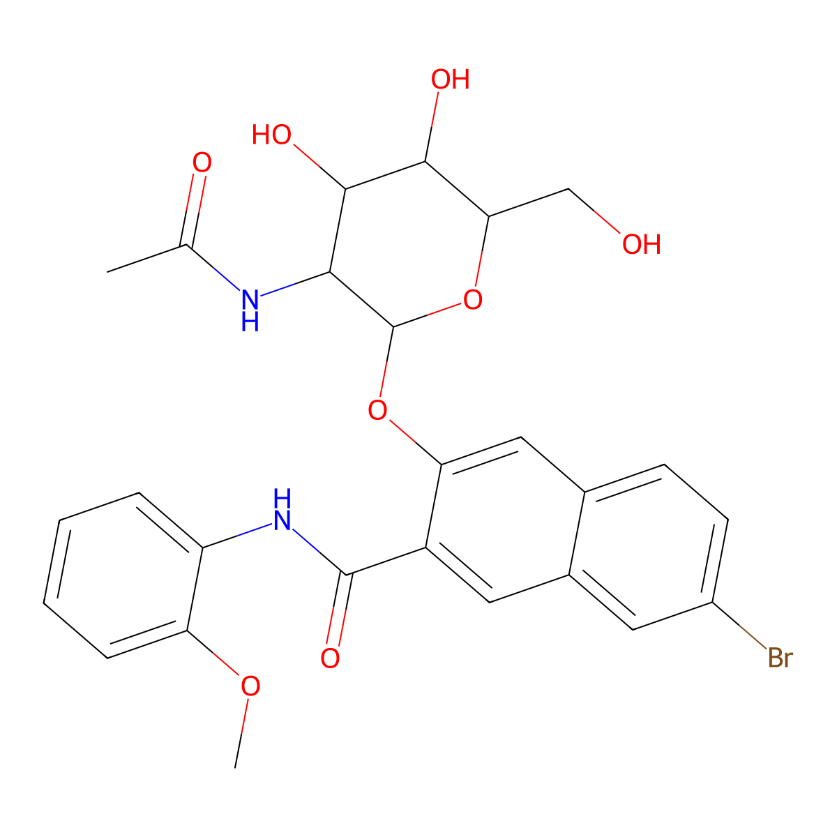 Naphthol AS-BI N-acetyl-beta-D-glucosaminide molecular structure, CAS 3395-37-7