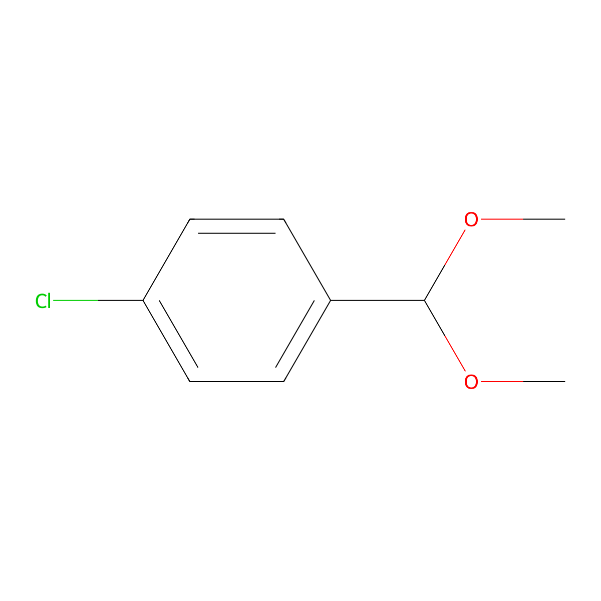 4-Chlorobenzaldehyde dimethyl acetal molecular structure, CAS 3395-81-1