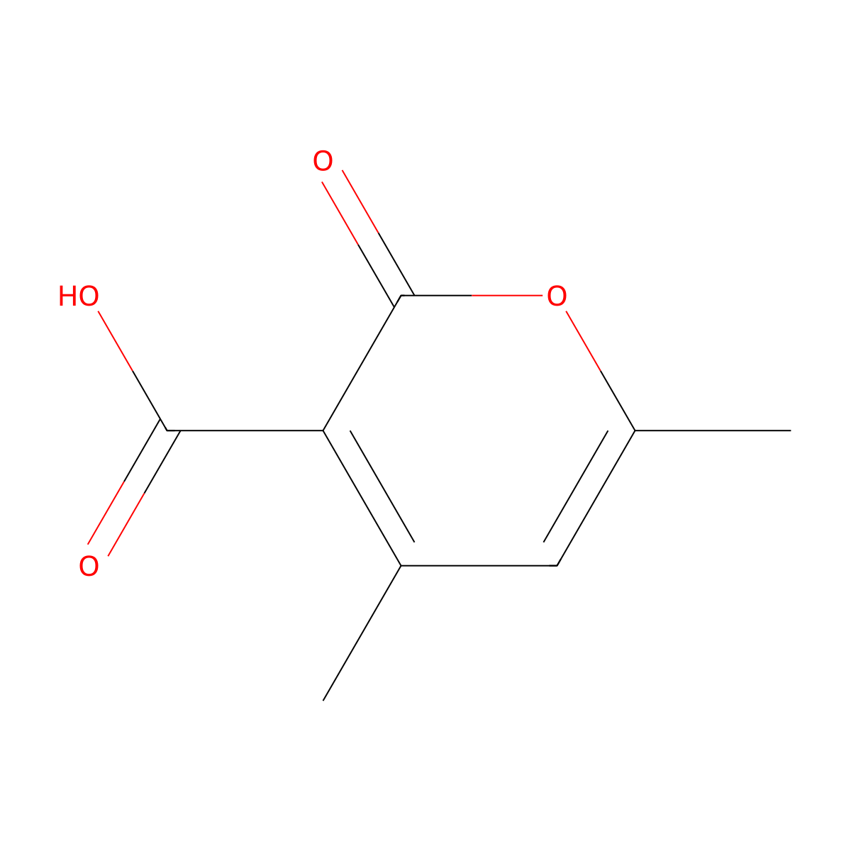 4,6-dimethyl-2-oxo-2H-pyran-3-carboxylic acid molecular structure, CAS 33953-26-3