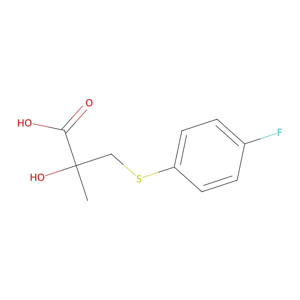 3-[(4-Fluorophenyl)thio]-2-hydroxy-2-methylpropanoic acid molecular structure, CAS 339530-91-5