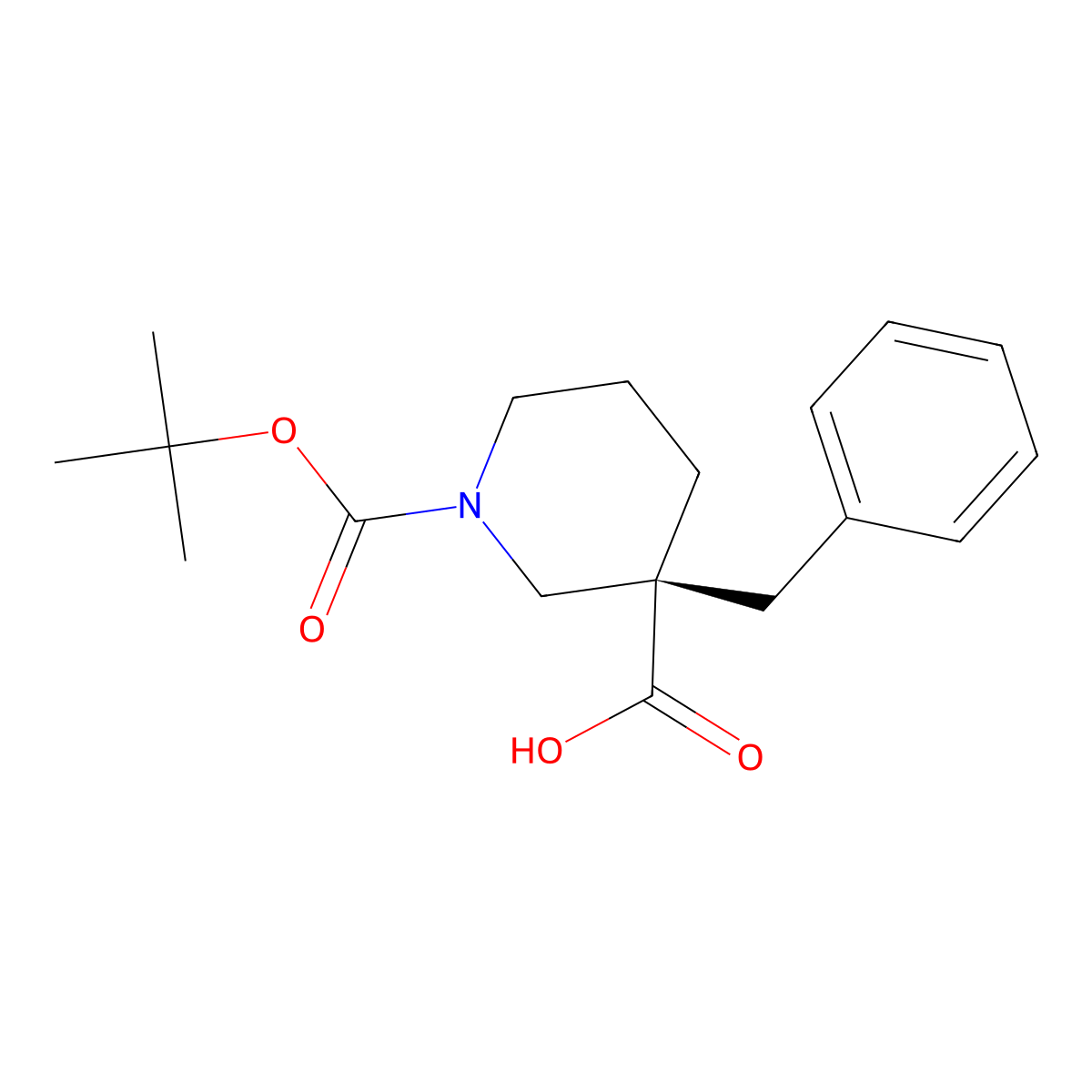 (R)-3-Benzyl-1-(tert-butoxycarbonyl)piperidine-3-carboxylic acid molecular structure, CAS 339539-81-0