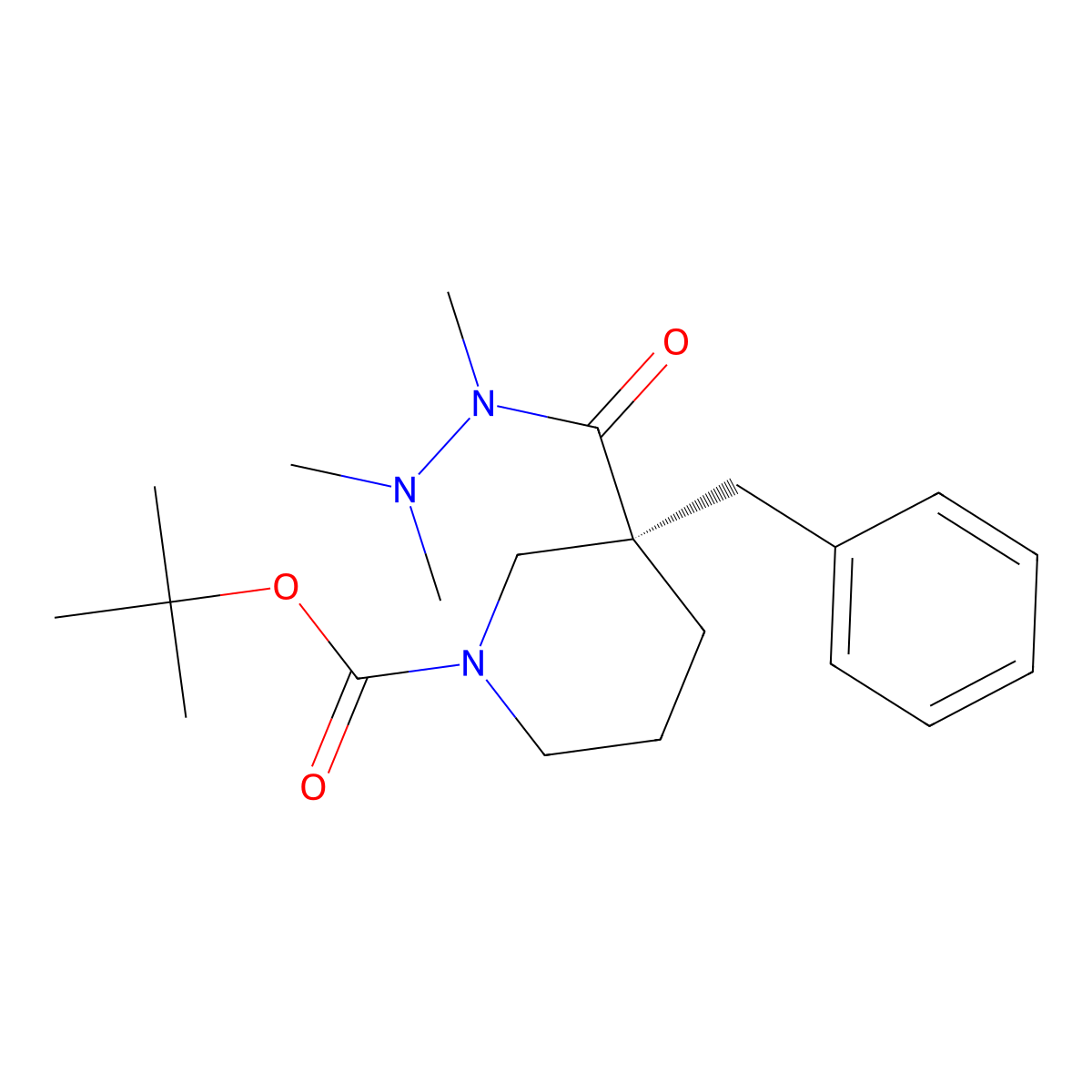 (R)-tert-Butyl 3-benzyl-3-(1,2,2-trimethylhydrazinecarbonyl)piperidine-1-carboxylate molecular structure, CAS 339539-82-1