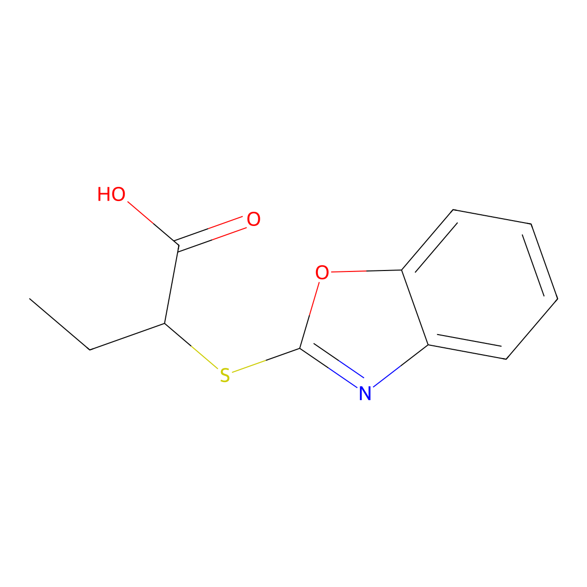 2-(1,3-Benzoxazol-2-ylthio)butanoic acid molecular structure, CAS 339551-18-7