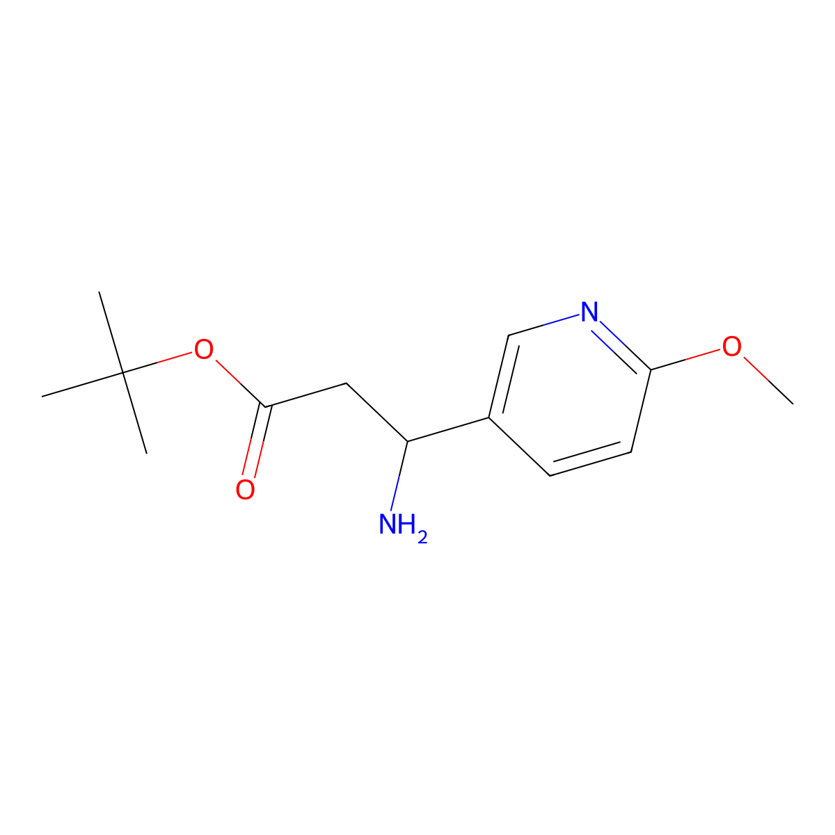tert-butyl (3S)-3-amino-3-(6-methoxypyridin-3-yl)propanoate molecular structure, CAS 339555-42-9