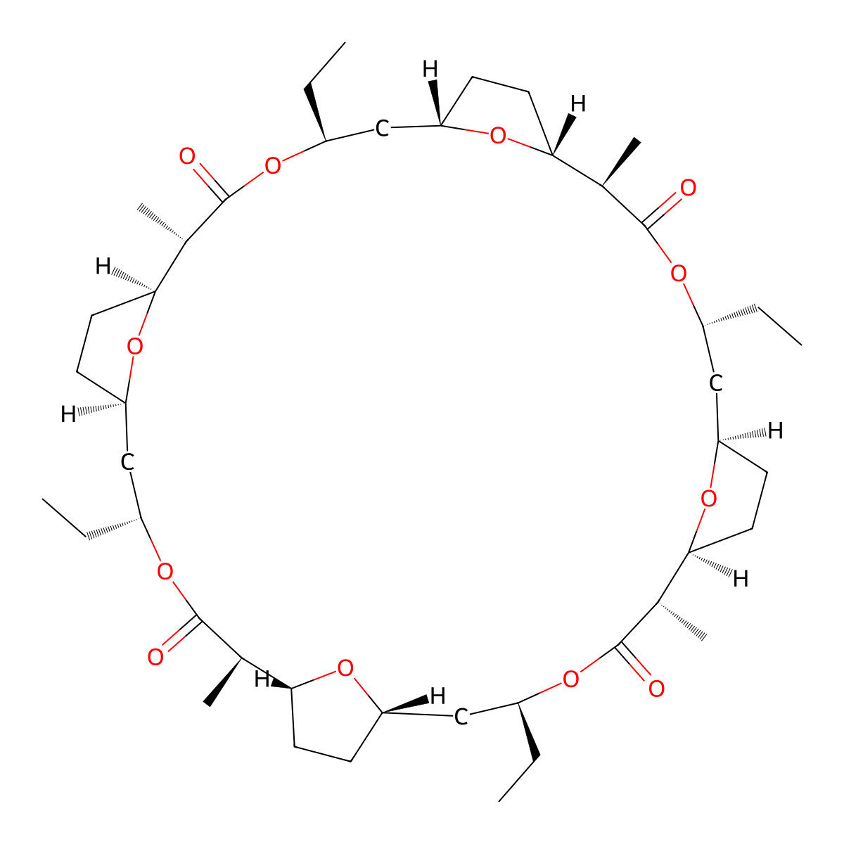 Tetranactin molecular structure, CAS 33956-61-5