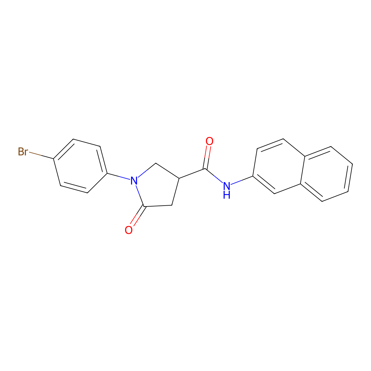 1-(4-bromophenyl)-N-naphthalen-2-yl-5-oxopyrrolidine-3-carboxamide molecular structure, CAS 339571-44-7