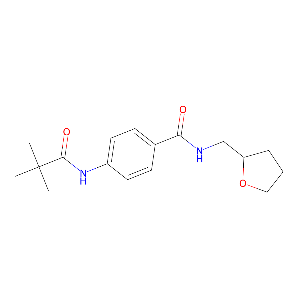 4-(2,2-dimethylpropanoylamino)-N-(oxolan-2-ylmethyl)benzamide molecular structure, CAS 339572-42-8