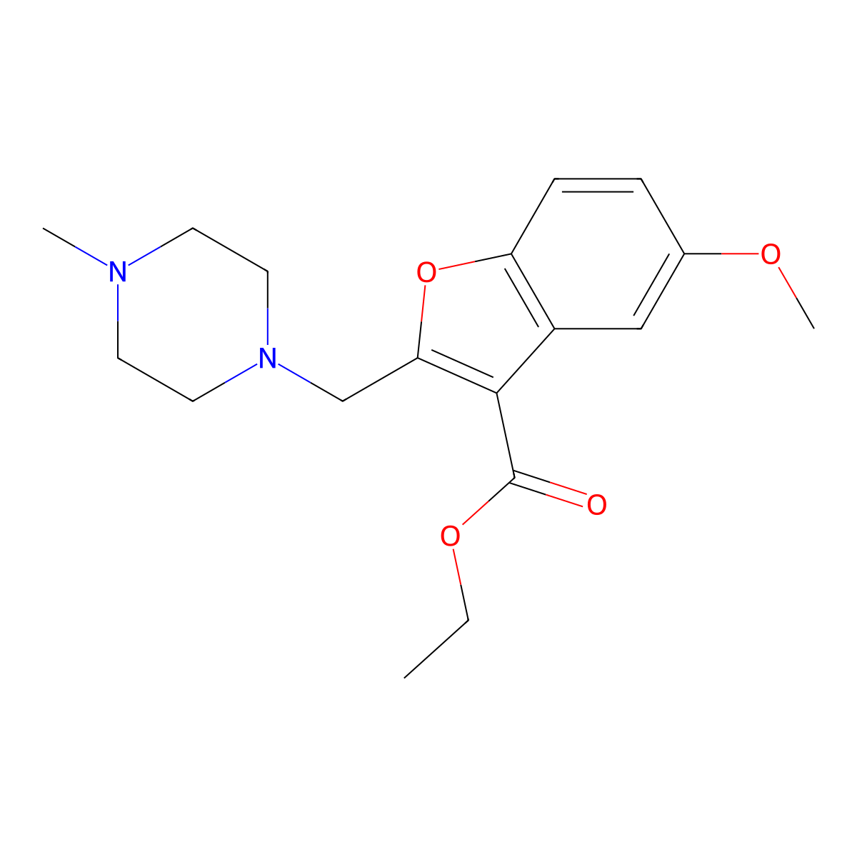 Ethyl 5-methoxy-2-[(4-methylpiperazin-1-yl)methyl]-1-benzofuran-3-carboxylate molecular structure, CAS 339576-07-7