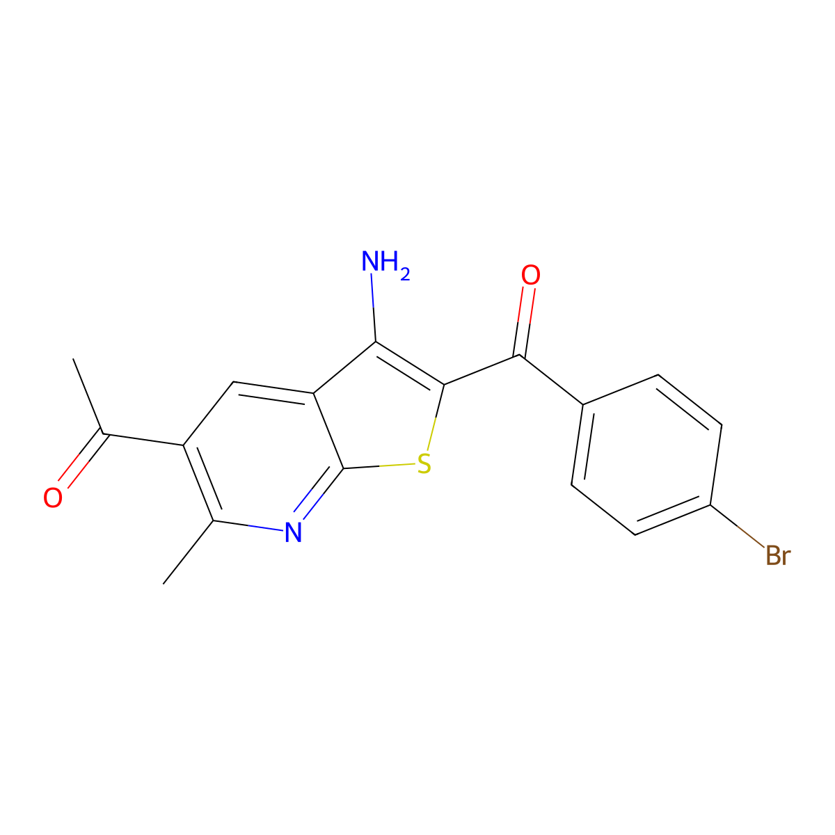 1-[3-Amino-2-(4-bromobenzoyl)-6-methylthieno[2,3-b]pyridin-5-yl]ethanone molecular structure, CAS 339581-23-6