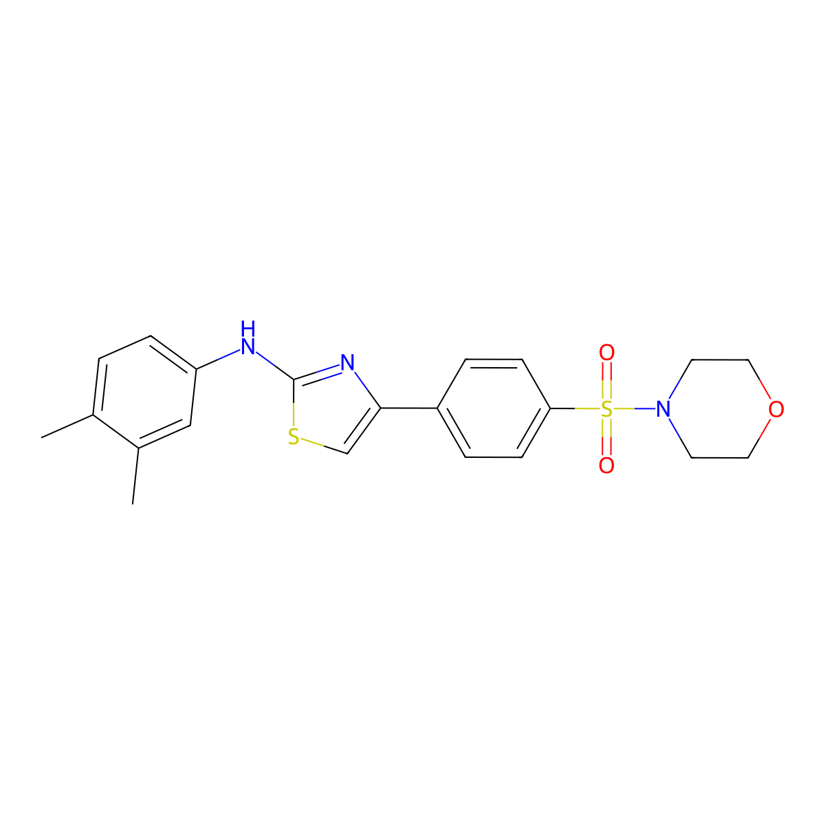 N-(3,4-dimethylphenyl)-4-(4-morpholin-4-ylsulfonylphenyl)-1,3-thiazol-2-amine molecular structure, CAS 339586-46-8