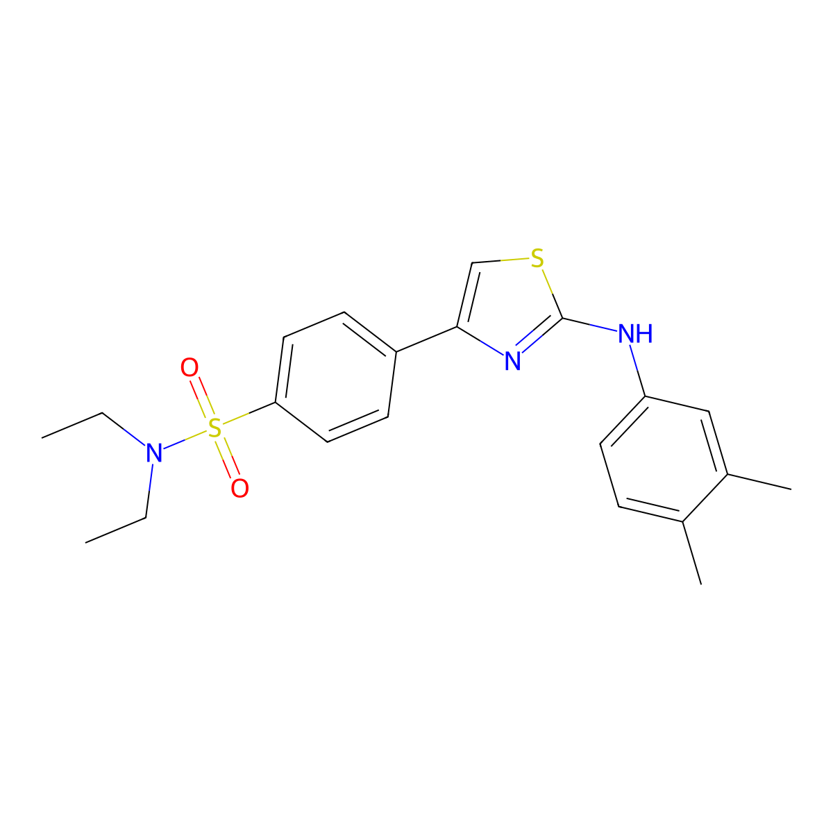 4-[2-(3,4-dimethylanilino)-1,3-thiazol-4-yl]-N,N-diethylbenzenesulfonamide molecular structure, CAS 339586-49-1