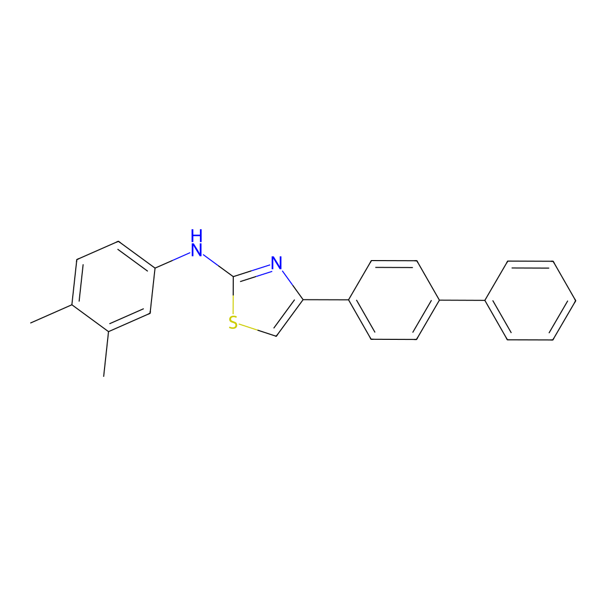 N-(4-[1,1'-biphenyl]-4-yl-1,3-thiazol-2-yl)-N-(3,4-dimethylphenyl)amine molecular structure, CAS 339586-52-6