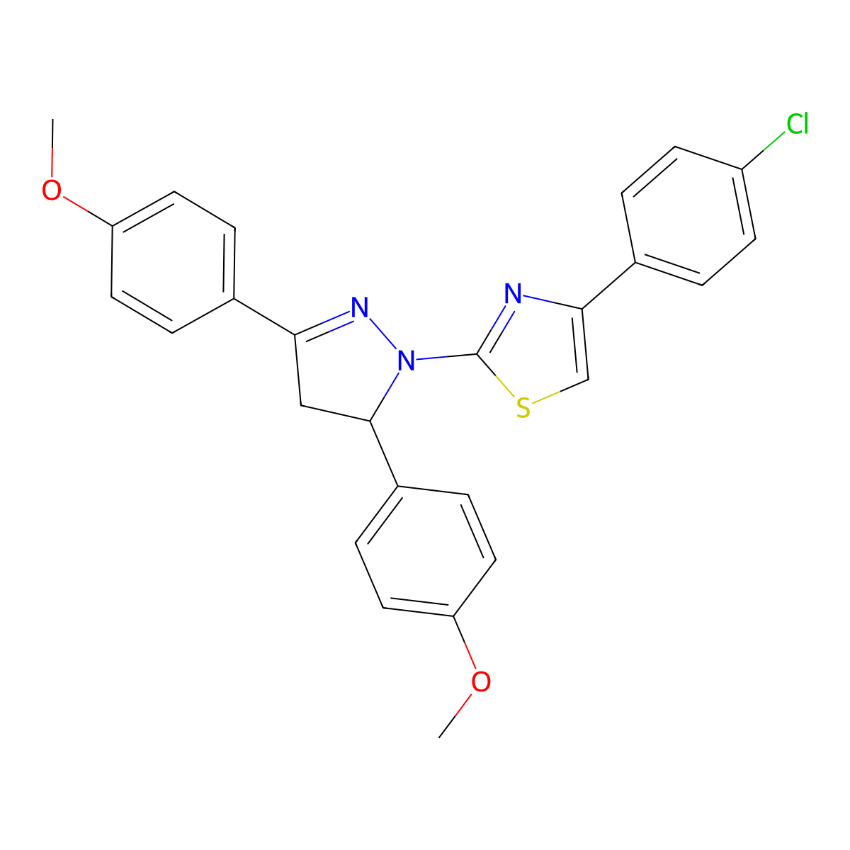 2-[3,5-bis(4-methoxyphenyl)-4,5-dihydro-1H-pyrazol-1-yl]-4-(4-chlorophenyl)-1,3-thiazole molecular structure, CAS 339587-58-5
