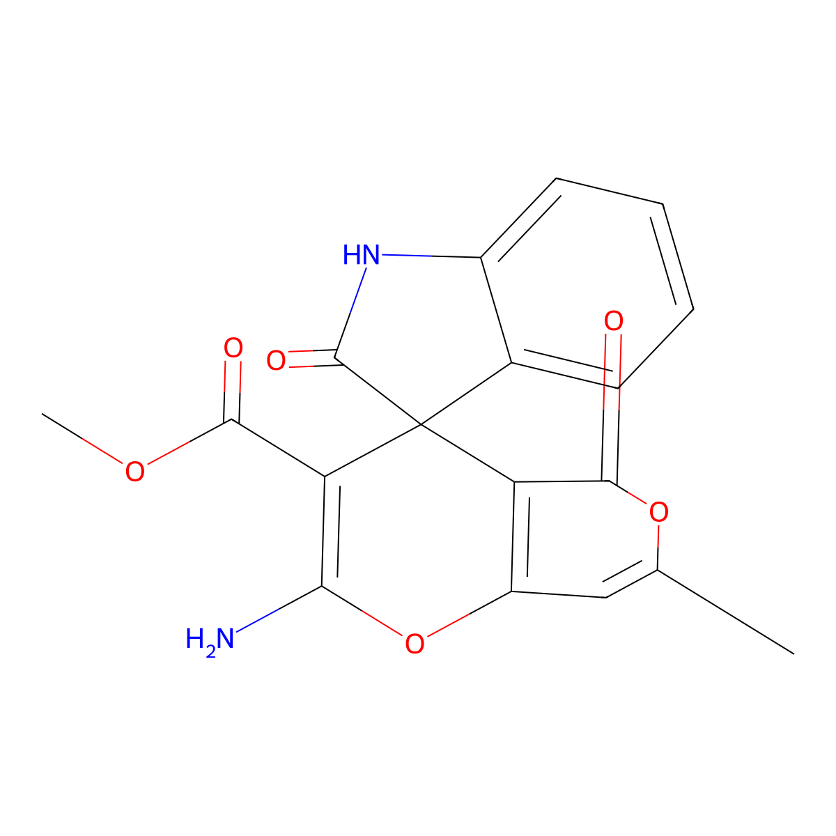 methyl 2'-amino-7'-methyl-2,5'-dioxo-1,2-dihydro-5'H-spiro[indole-3,4'-pyrano[3,2-c]pyran]-3'-carboxylate molecular structure, CAS 339587-70-1