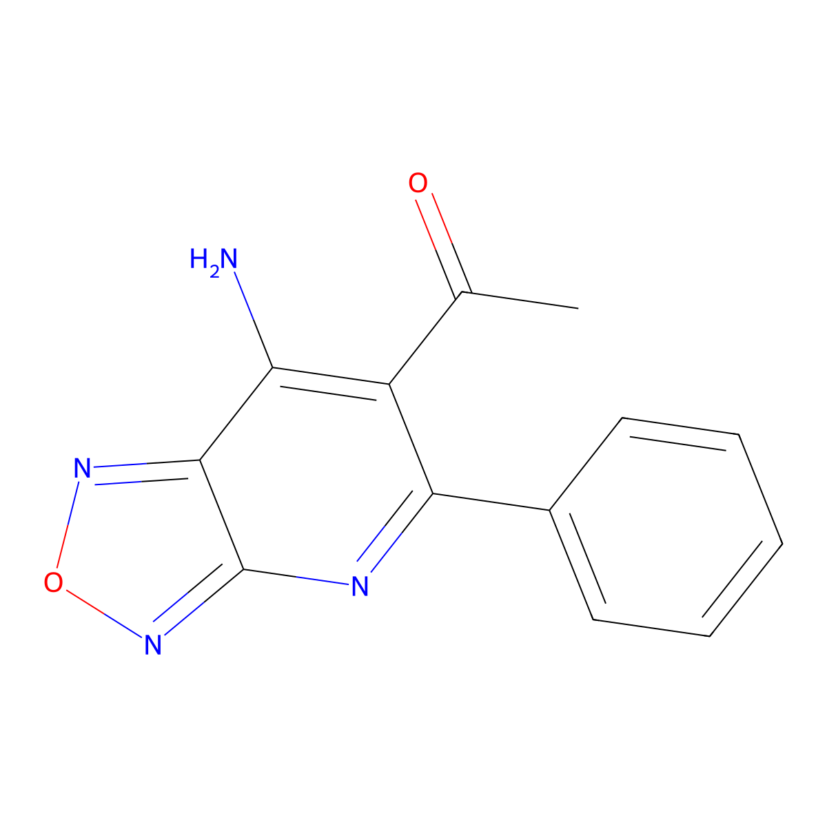 1-(7-Amino-5-phenyl[1,2,5]oxadiazolo[3,4-b]pyridin-6-yl)ethanone molecular structure, CAS 339589-58-1