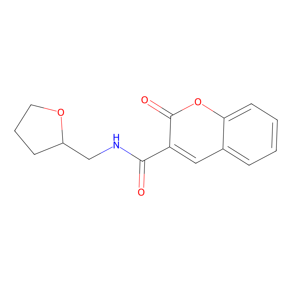 2-oxo-N-(oxolan-2-ylmethyl)chromene-3-carboxamide molecular structure, CAS 339589-71-8