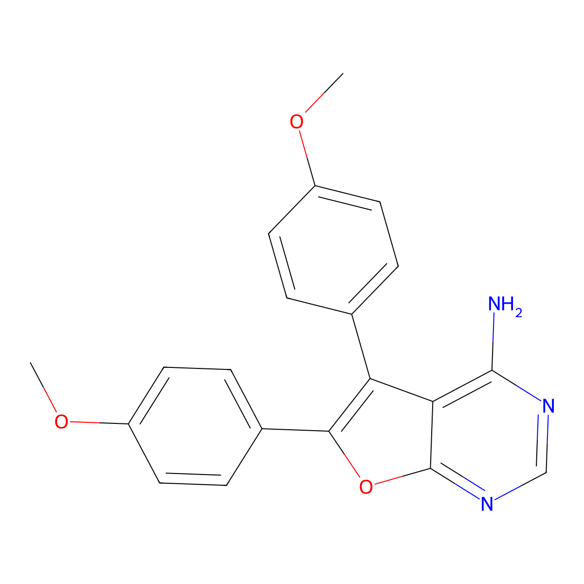 5,6-Bis(4-methoxyphenyl)furo[2,3-d]pyrimidin-4-amine molecular structure, CAS 339590-38-4