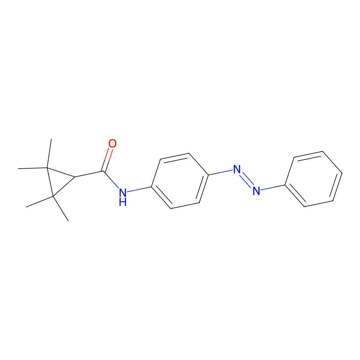 Cyclopropanecarboxamide, 2,2,3,3-tetramethyl-N-[4-(2-phenyldiazenyl)phenyl]- molecular structure, CAS 339590-65-7