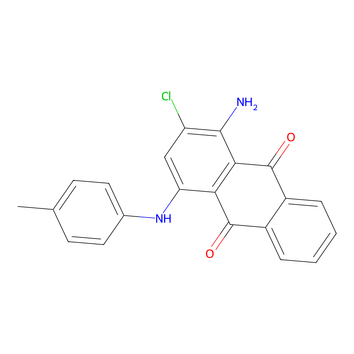 1-Amino-2-chloro-4-P-tolylamino-anthraquinone molecular structure, CAS 33966-23-3
