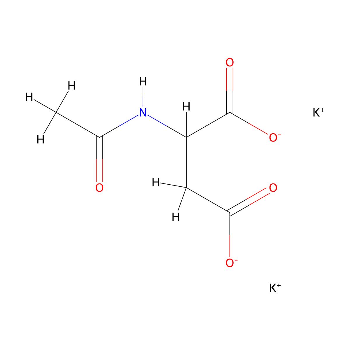 Dipotassium N-acetyl-DL-aspartate molecular structure, CAS 3397-52-2