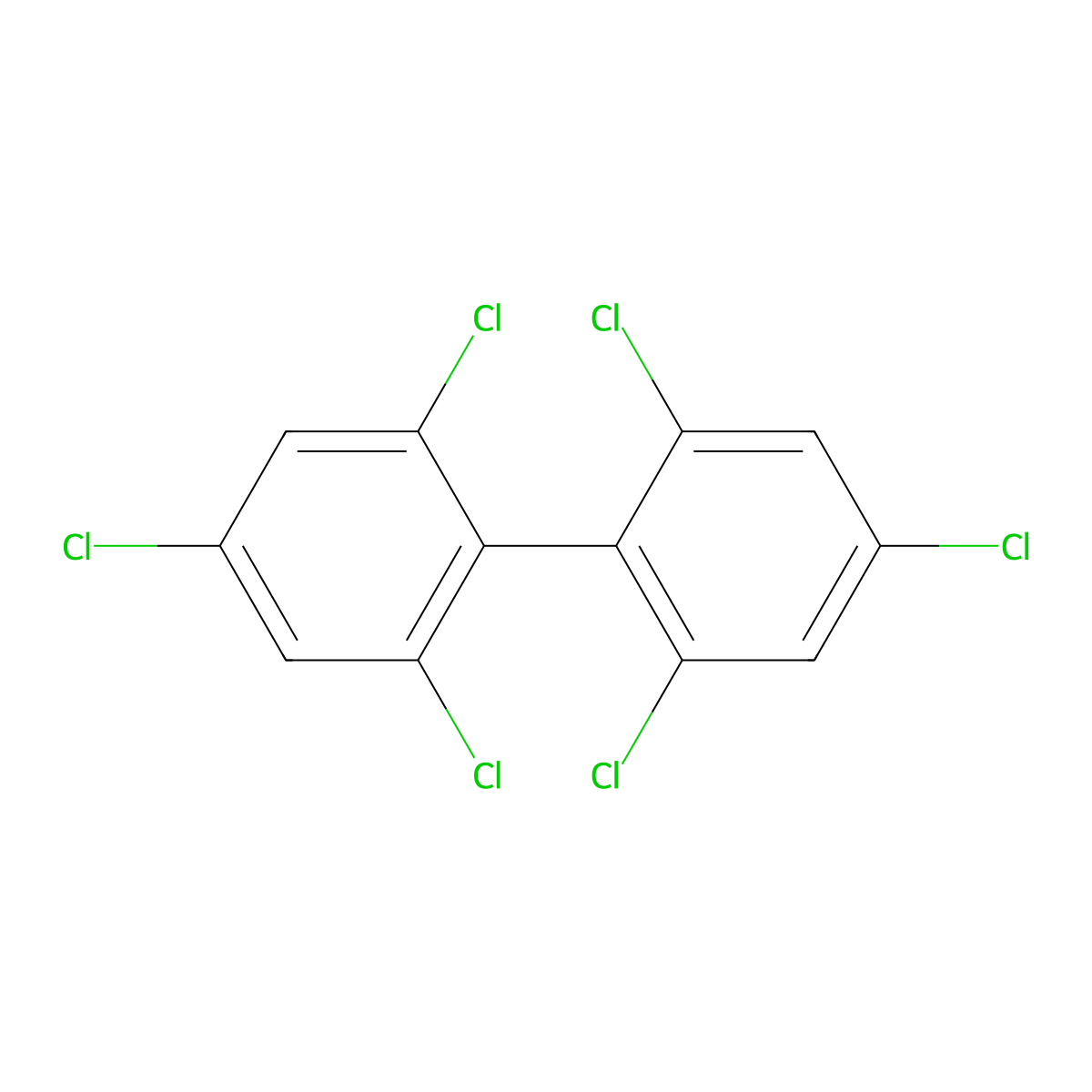 2,2',4,4',6,6'-Hexachlorobiphenyl molecular structure, CAS 33979-03-2
