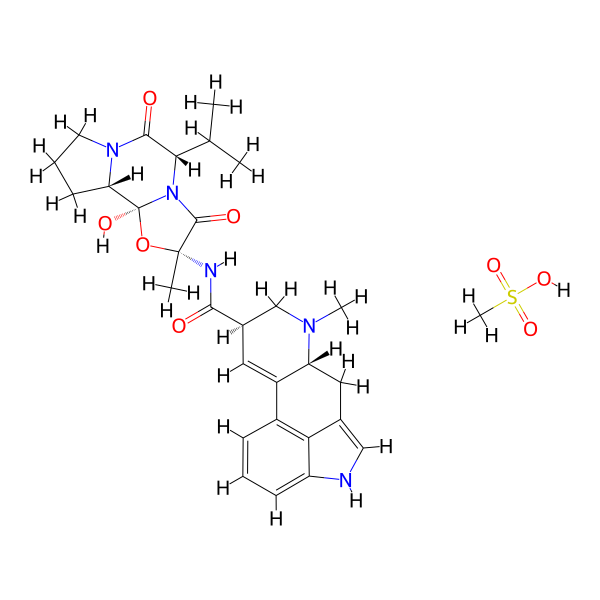Ergovaline monomethanesulfonate molecular structure, CAS 3398-46-7