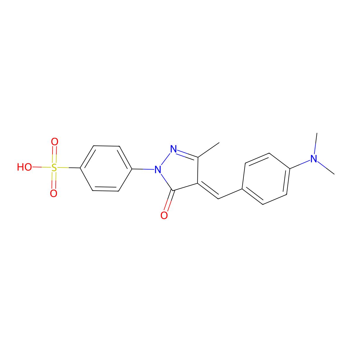 4-[4-[[4-(Dimethylamino)phenyl]methylene]-4,5-dihydro-3-methyl-5-oxo-1H-pyrazol-1-YL]benzenesulfonic acid molecular structure, CAS 33981-19-0
