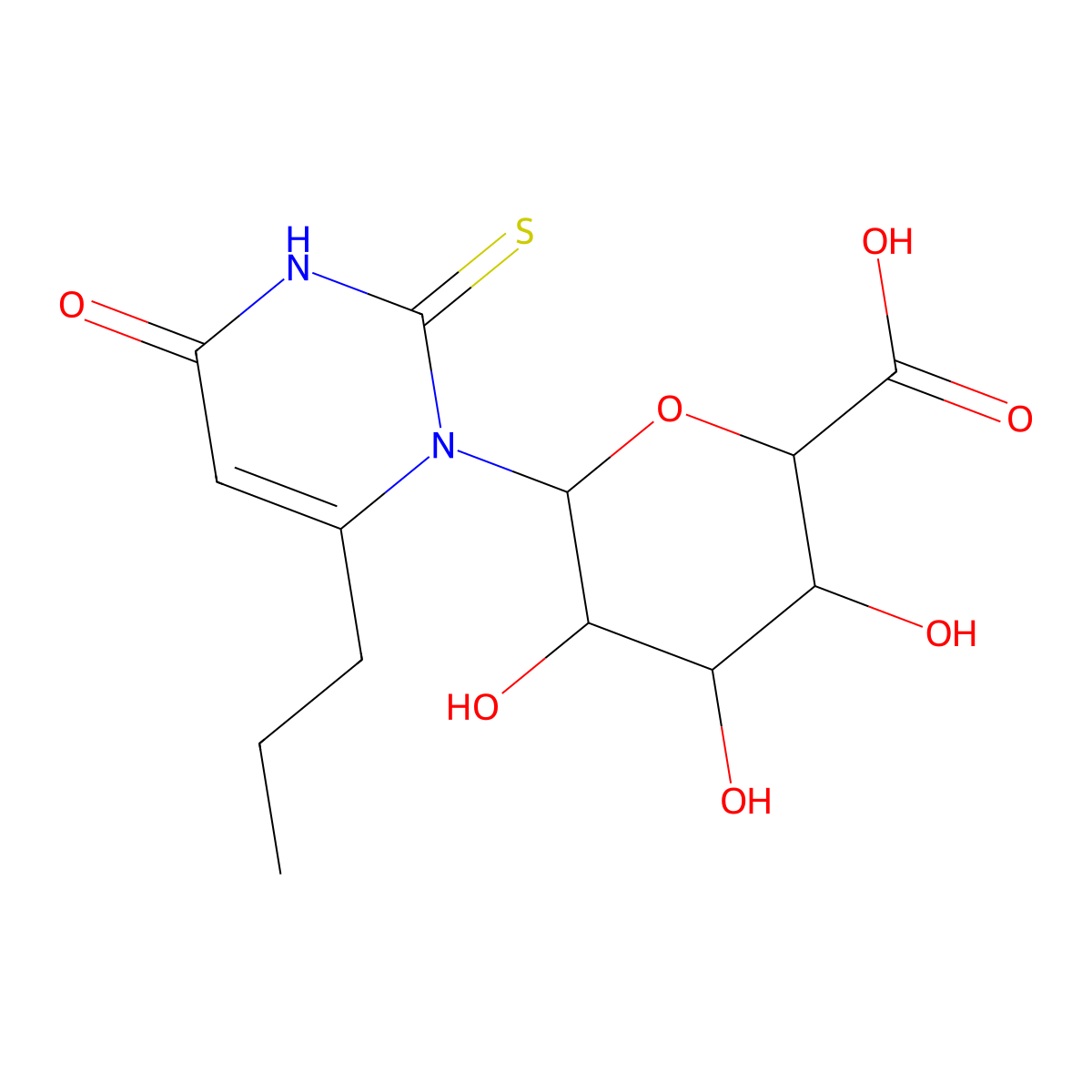 Propylthiouracil N-b-D-glucuronide molecular structure, CAS 33987-24-5