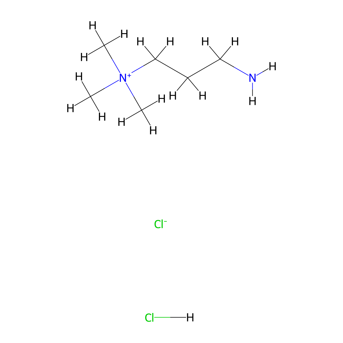 (3-Aminopropyl)trimethylazanium hydrochloride chloride molecular structure, CAS 3399-68-6