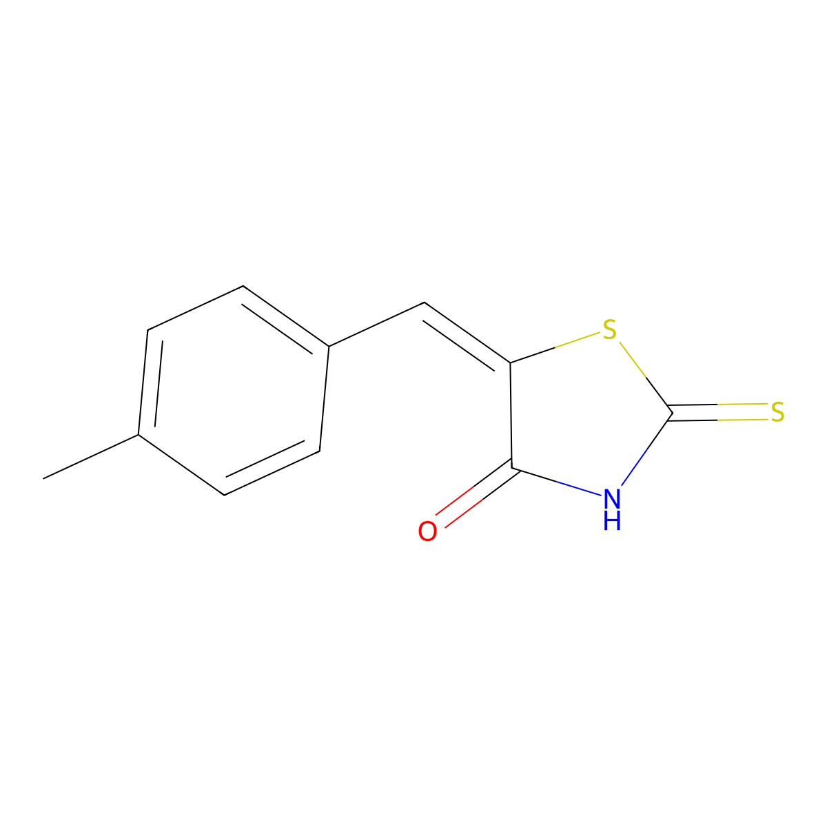 (5E)-2-mercapto-5-(4-methylbenzylidene)-1,3-thiazol-4(5H)-one molecular structure, CAS 33992-80-2