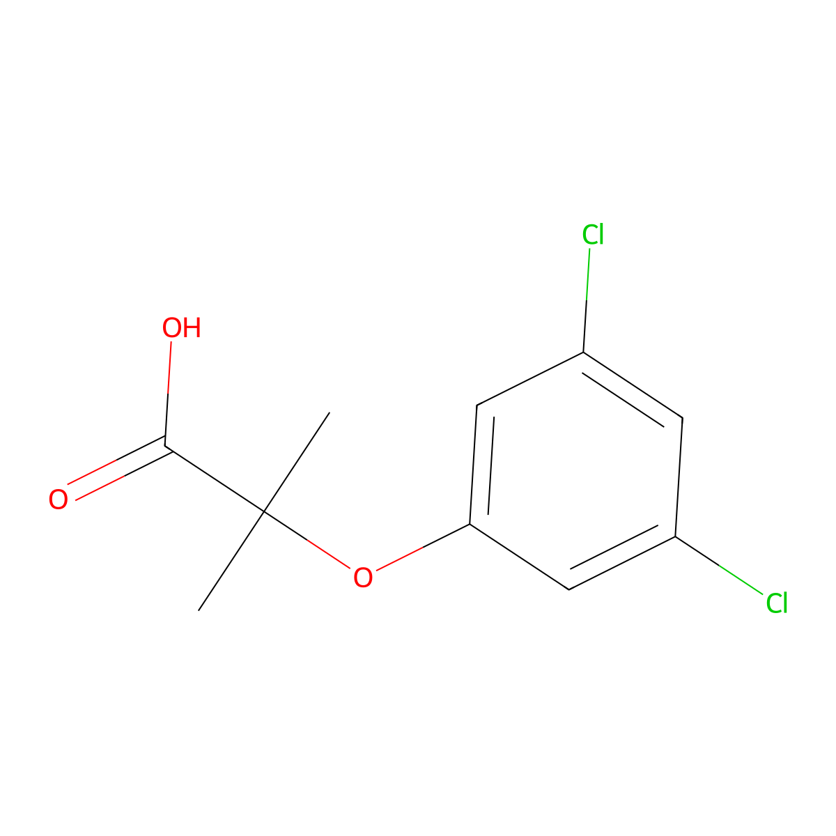 2-(3,5-Dichlorophenoxy)-2-methylpropanoic acid molecular structure, CAS 33995-37-8