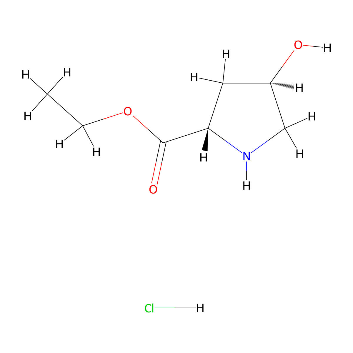 Ethyl trans-4-hydroxy-L-prolinate hydrochloride molecular structure, CAS 33996-30-4