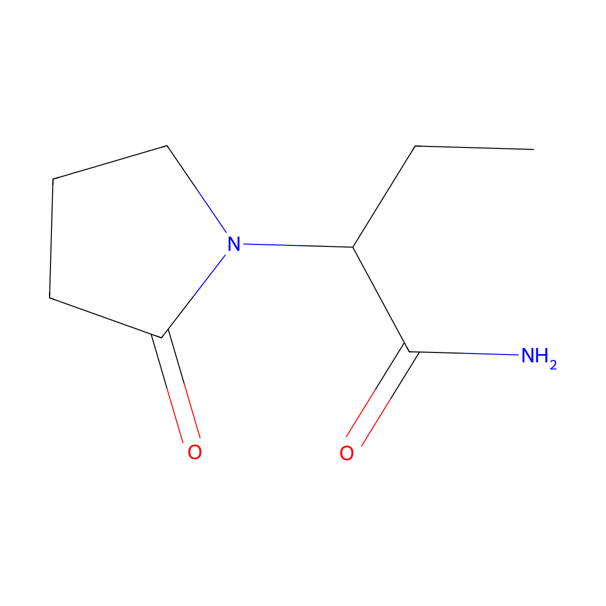 alpha-ethyl-2-oxo-1-Pyrrolidineacetamide molecular structure, CAS 33996-58-6