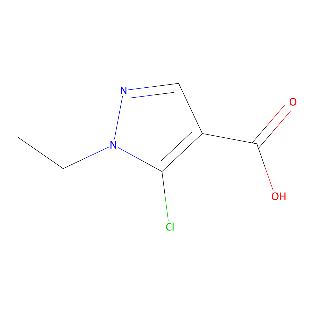5-chloro-1-ethyl-1H-pyrazole-4-carboxylic acid molecular structure, CAS 339987-19-8