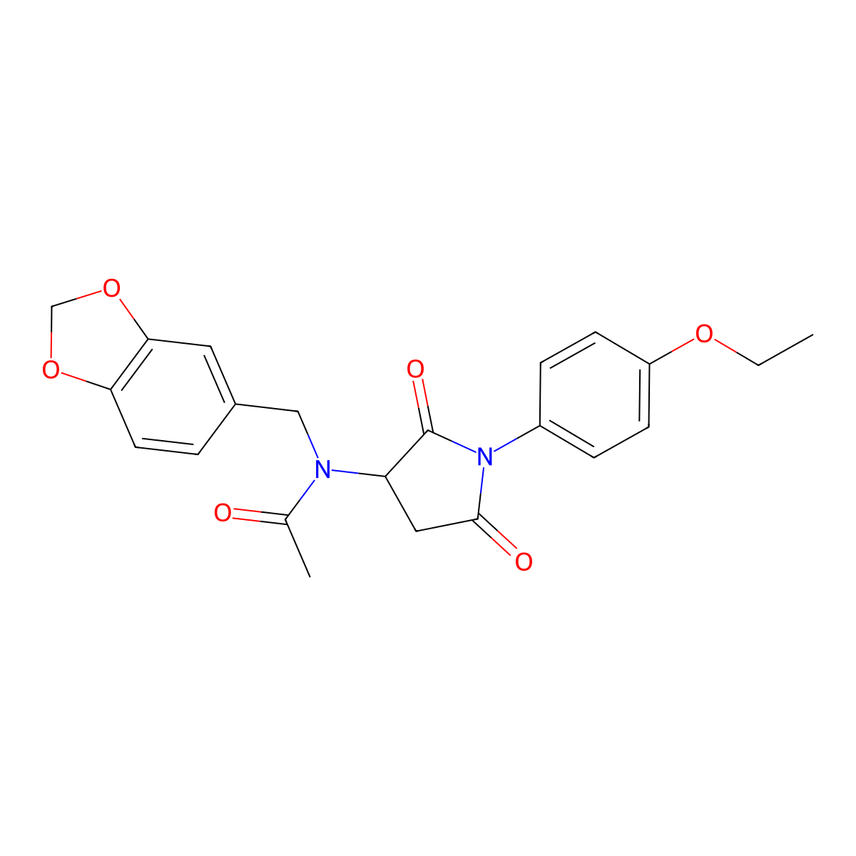 N-(1,3-benzodioxol-5-ylmethyl)-N-[1-(4-ethoxyphenyl)-2,5-dioxopyrrolidin-3-yl]acetamide molecular structure, CAS 339988-97-5