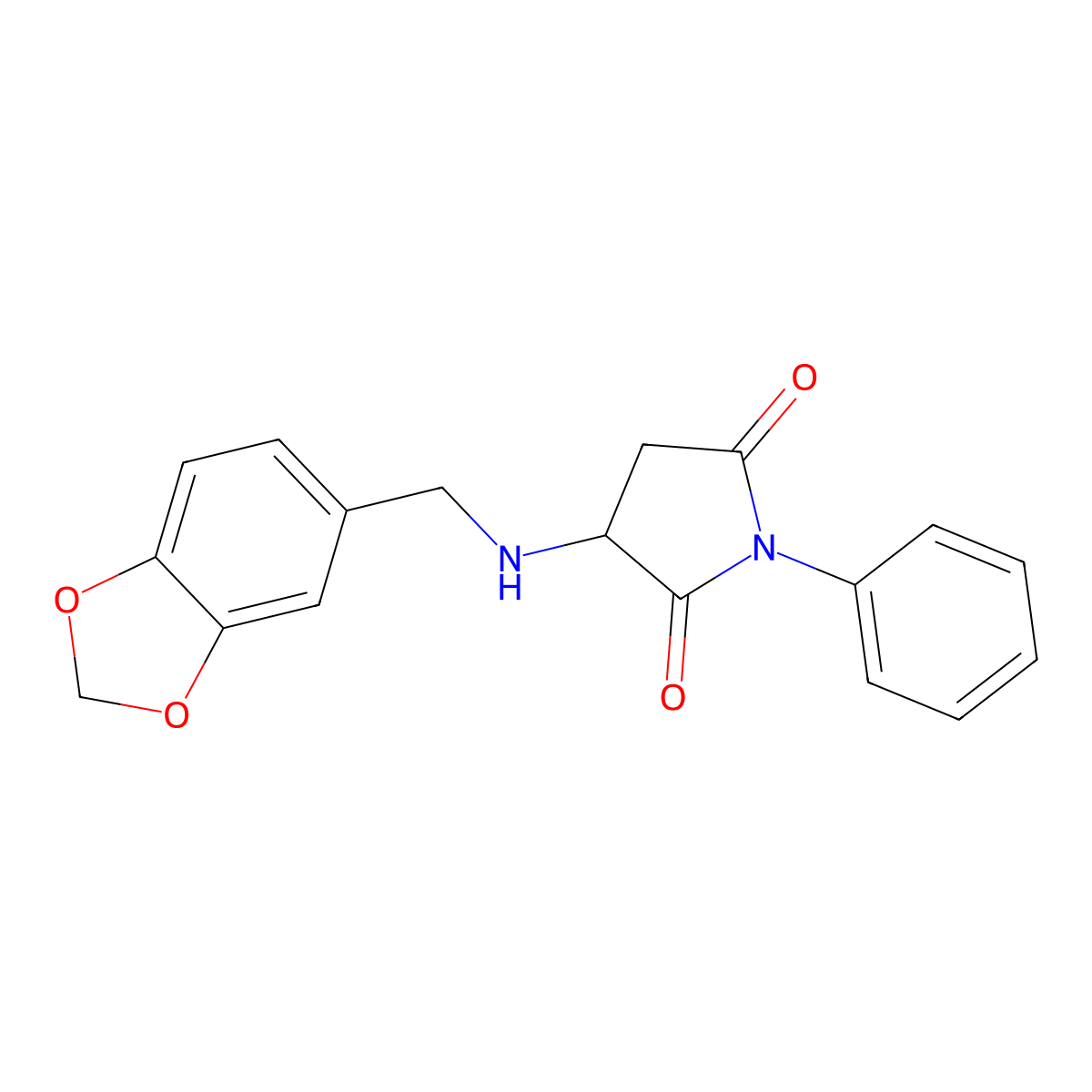 3-(1,3-Benzodioxol-5-ylmethylamino)-1-phenylpyrrolidine-2,5-dione molecular structure, CAS 339989-48-9