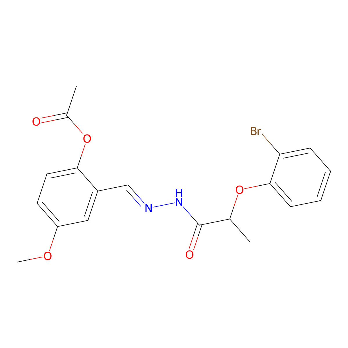 2-(2-Bromophenoxy)propanoic acid 2-[[2-(acetyloxy)-5-methoxyphenyl]methylene]hydrazide molecular structure, CAS 339994-88-6