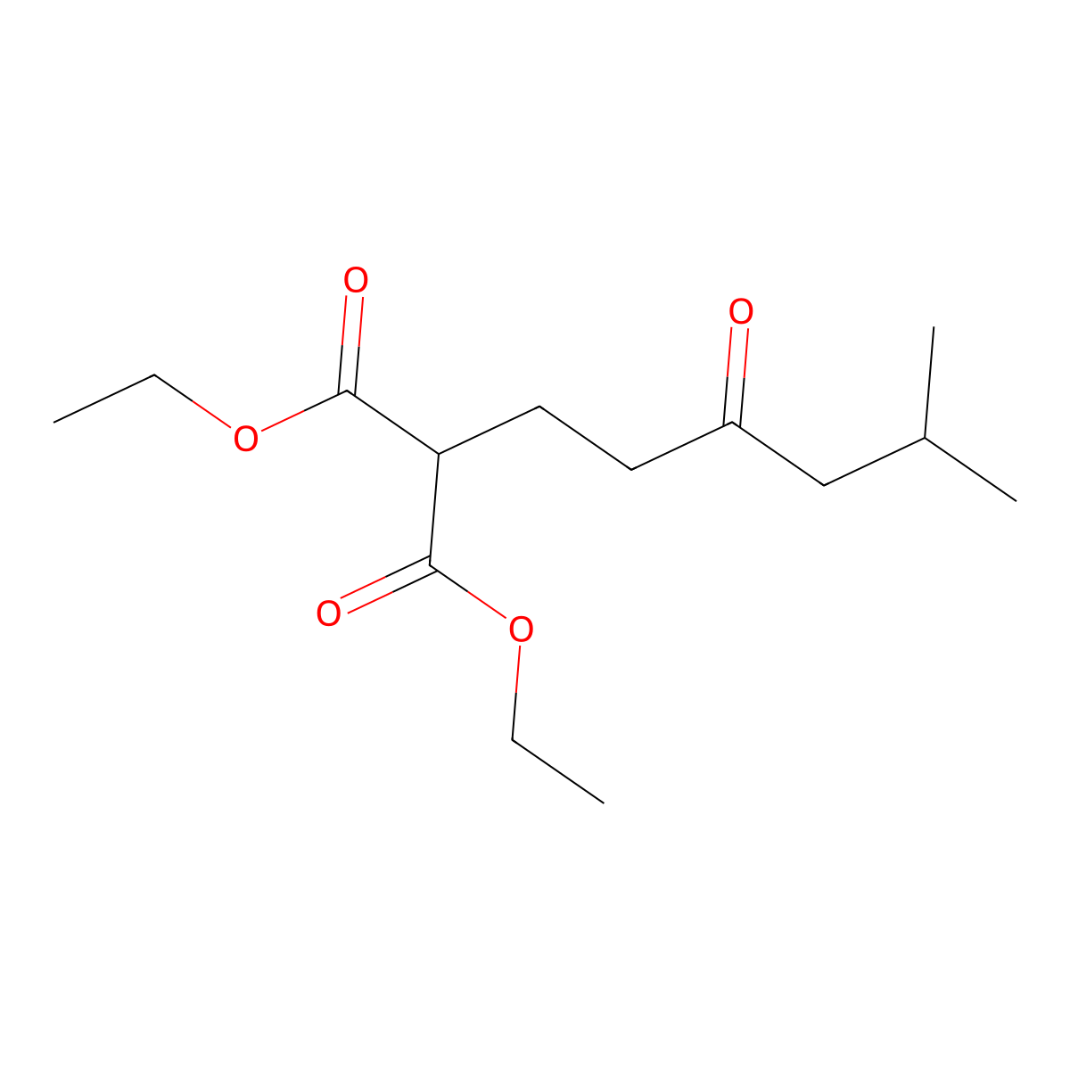Diethyl (5-methyl-3-oxohexyl)propanedioate molecular structure, CAS 3400-99-5