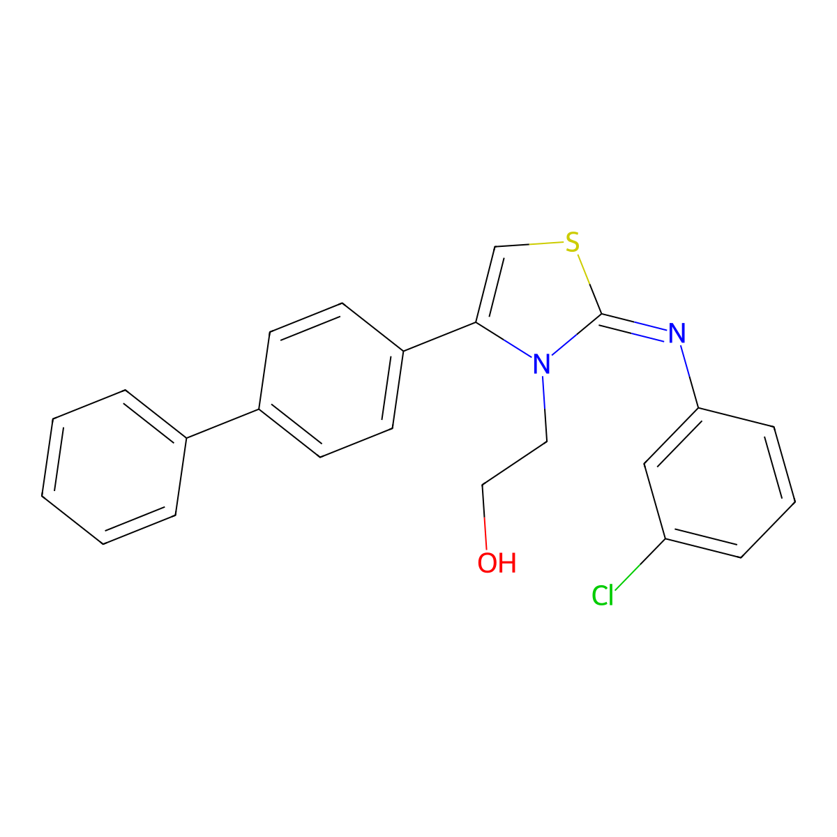 2-(4-[1,1'-biphenyl]-4-yl-2-[(3-chlorophenyl)imino]-1,3-thiazol-3(2H)-yl)ethanol molecular structure, CAS 340007-18-3