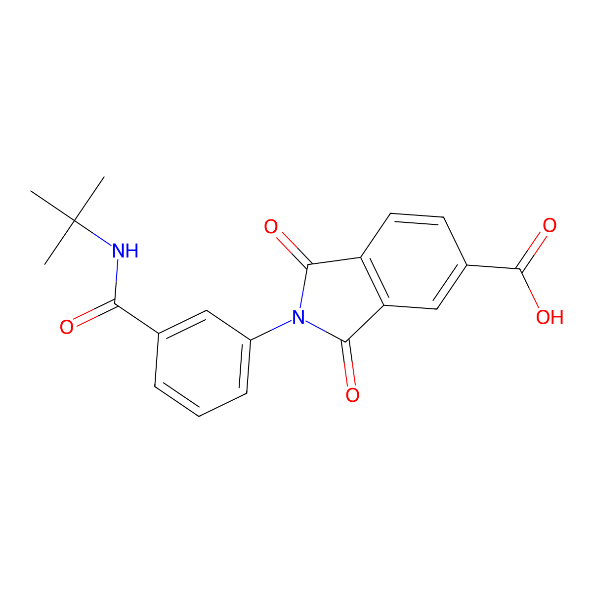 2-[3-(tert-butylcarbamoyl)phenyl]-1,3-dioxo-2,3-dihydro-1H-isoindole-5-carboxylic acid molecular structure, CAS 340014-80-4