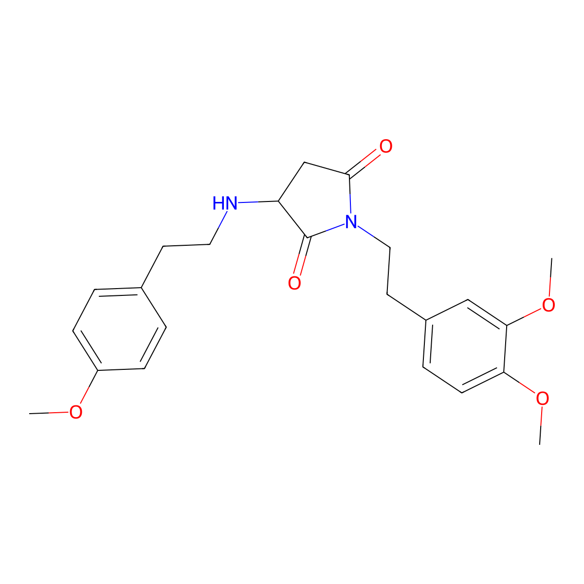 1-[2-(3,4-Dimethoxyphenyl)ethyl]-3-[2-(4-methoxyphenyl)ethylamino]pyrrolidine-2,5-dione molecular structure, CAS 340017-54-1