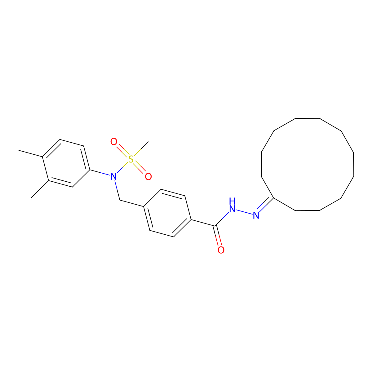 N-{4-[(2-cyclododecylidenehydrazino)carbonyl]benzyl}-N-(3,4-dimethylphenyl)methanesulfonamide molecular structure, CAS 340017-83-6