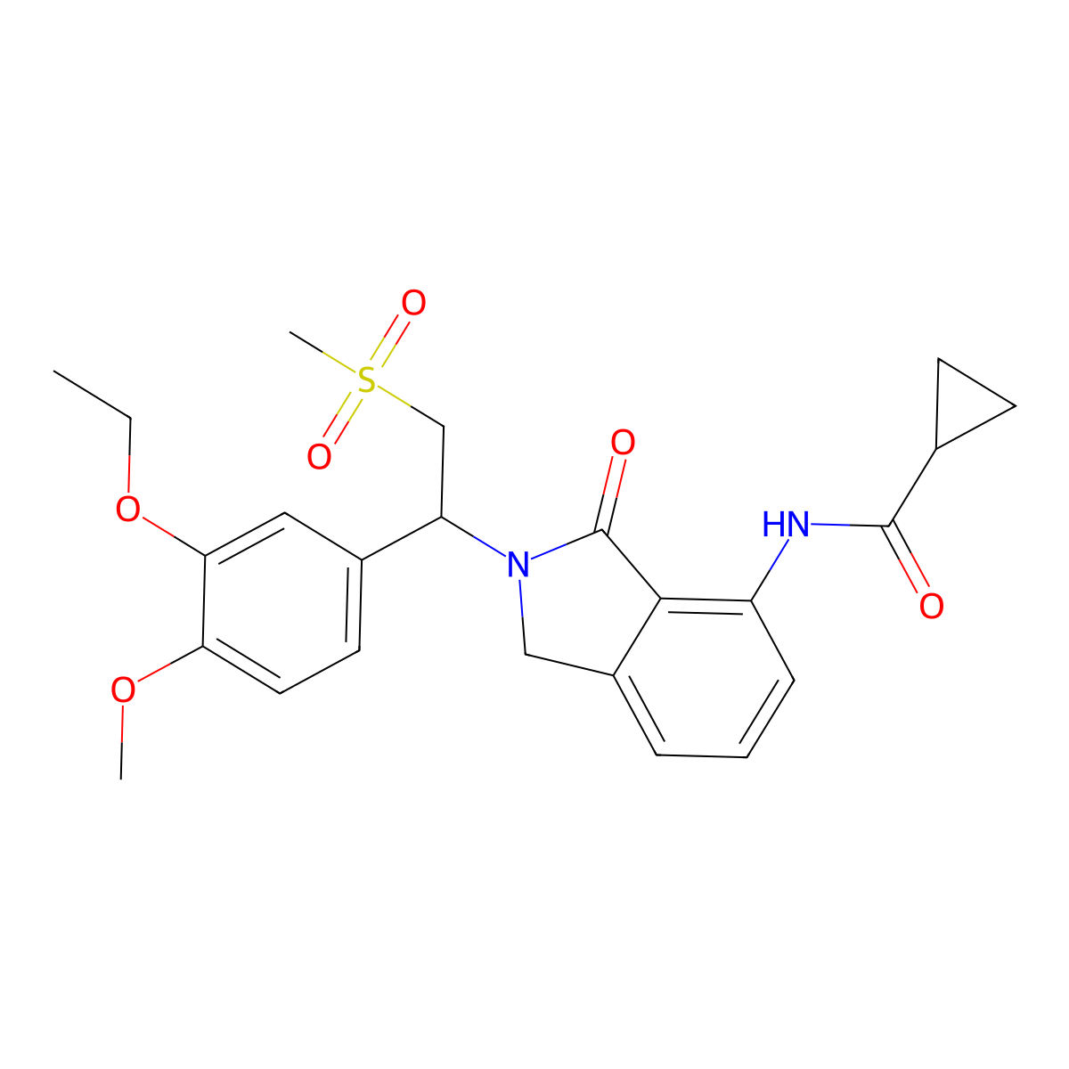 N-(2-(1-(3-Ethoxy-4-methoxyphenyl)-2-(methylsulfonyl)ethyl)-3-oxoisoindolin-4-yl)cyclopropanecarboxamide molecular structure, CAS 340019-67-2