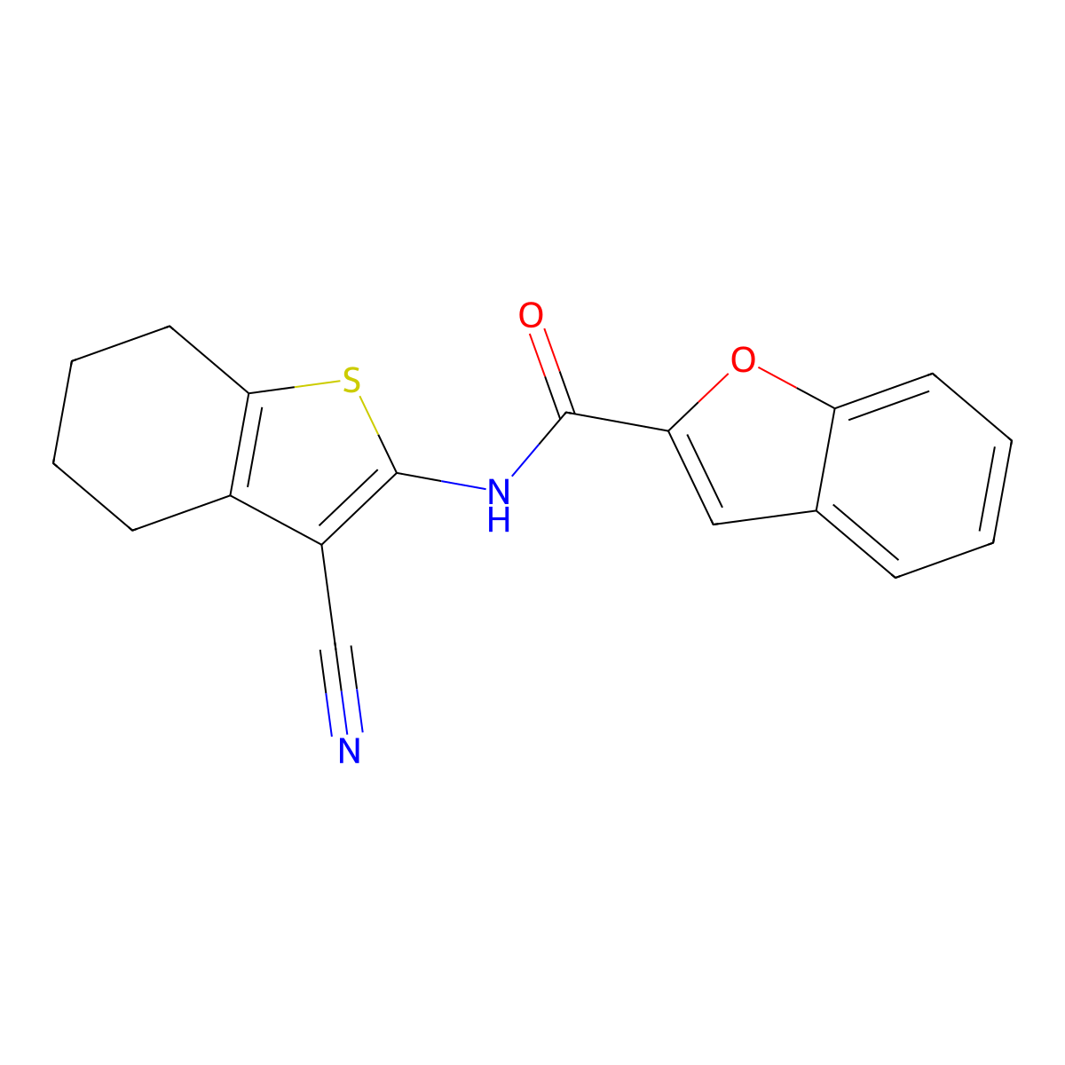 N-(3-cyano-4,5,6,7-tetrahydro-1-benzothiophen-2-yl)-1-benzofuran-2-carboxamide molecular structure, CAS 340027-97-6