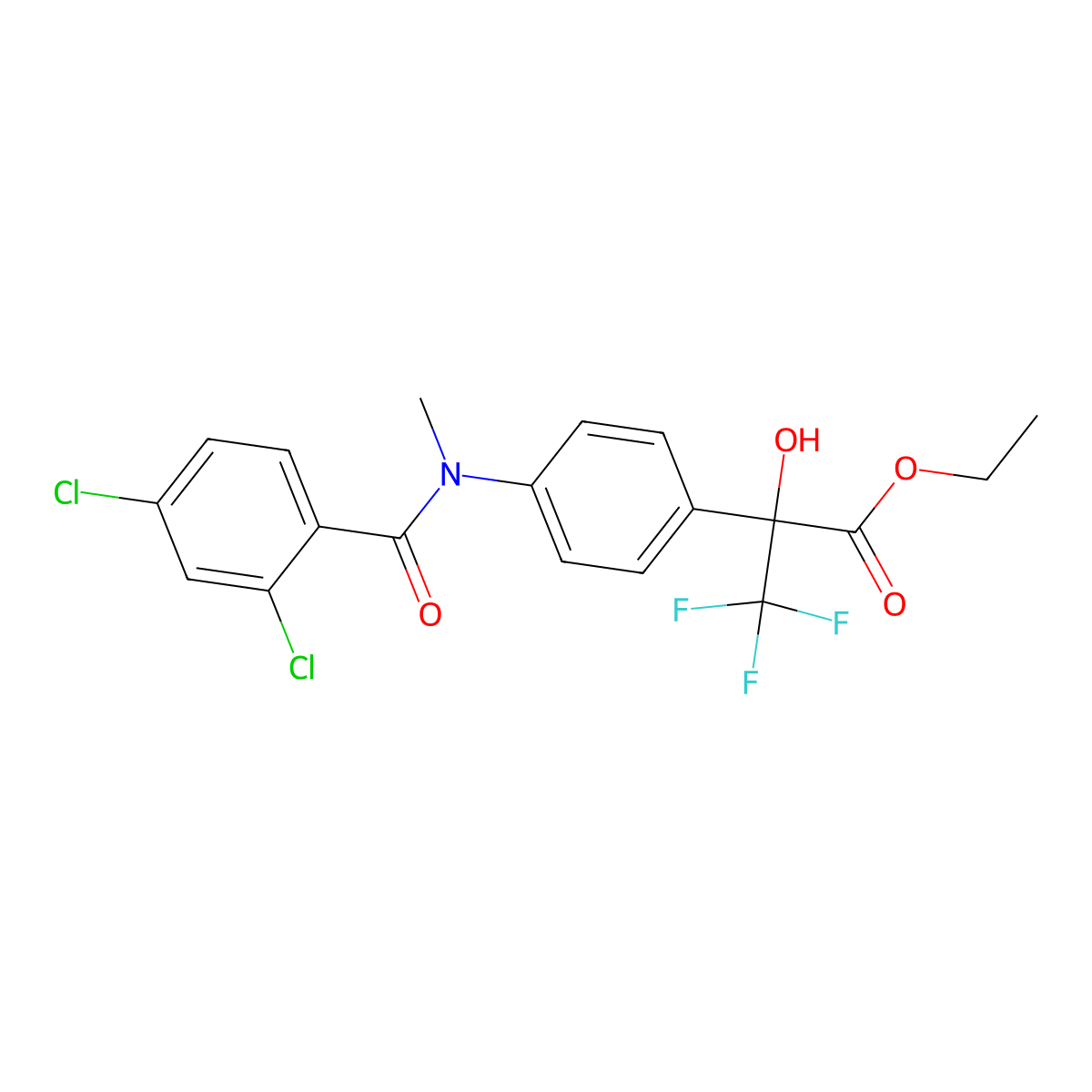 Ethyl 2-[4-[(2,4-dichlorobenzoyl)-methylamino]phenyl]-3,3,3-trifluoro-2-hydroxypropanoate molecular structure, CAS 340029-63-2