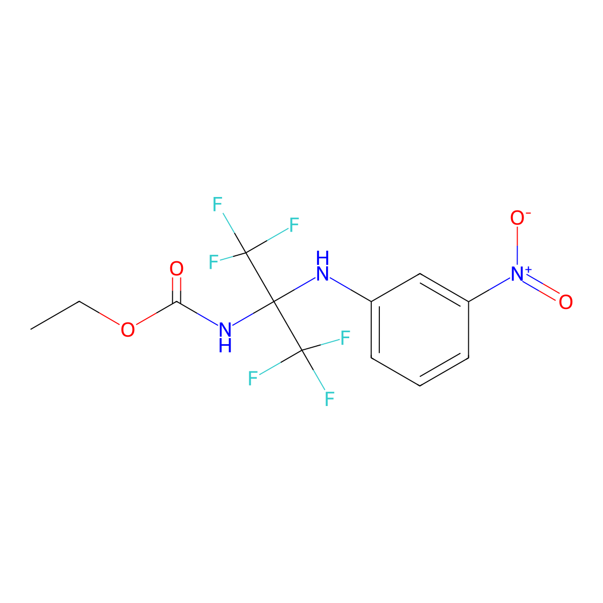 Ethyl (1,1,1,3,3,3-hexafluoro-2-((3-nitrophenyl)amino)propan-2-yl)carbamate molecular structure, CAS 340030-24-2